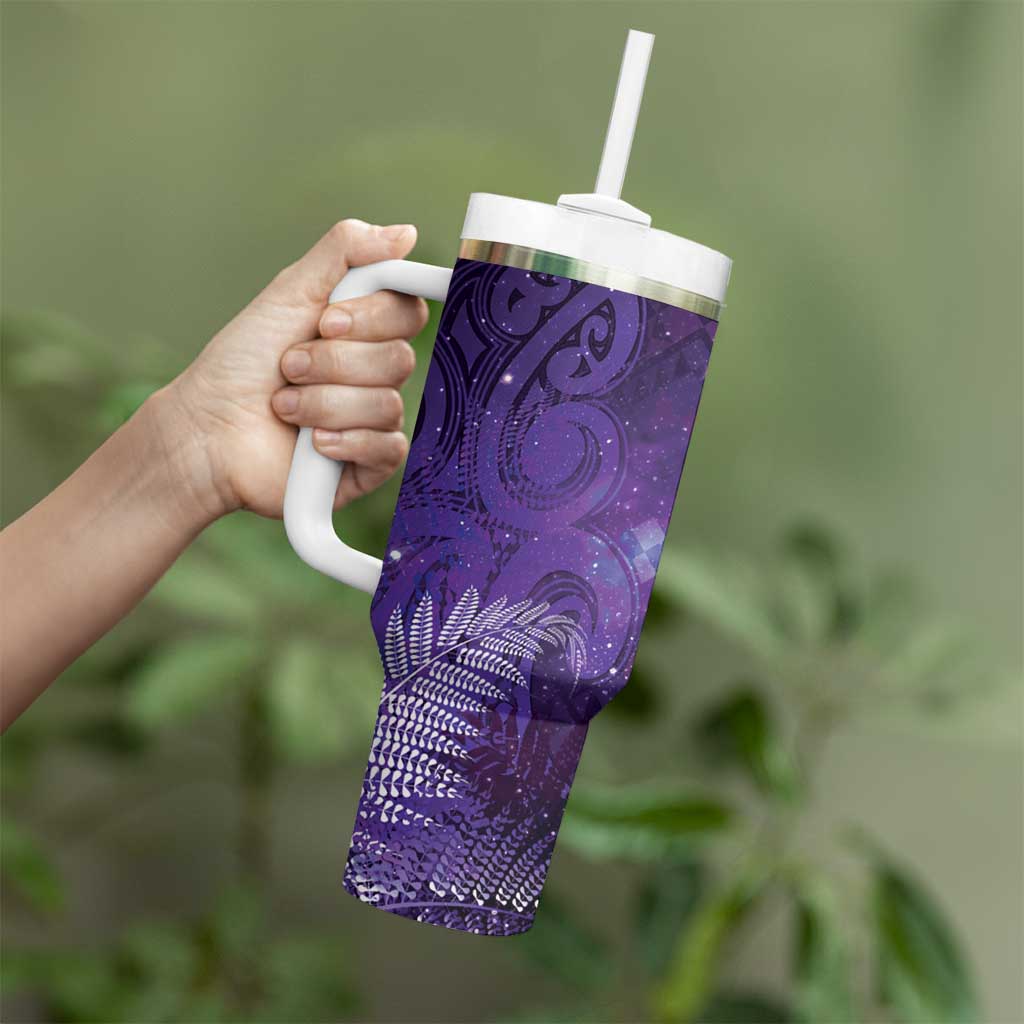 Aotearoa Taniko Matariki Tumbler With Handle Cosmic Violet LT7 - Polynesian Pride