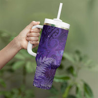 Aotearoa Taniko Matariki Tumbler With Handle Cosmic Violet LT7 - Polynesian Pride