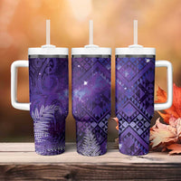 Aotearoa Taniko Matariki Tumbler With Handle Cosmic Violet LT7 - Polynesian Pride