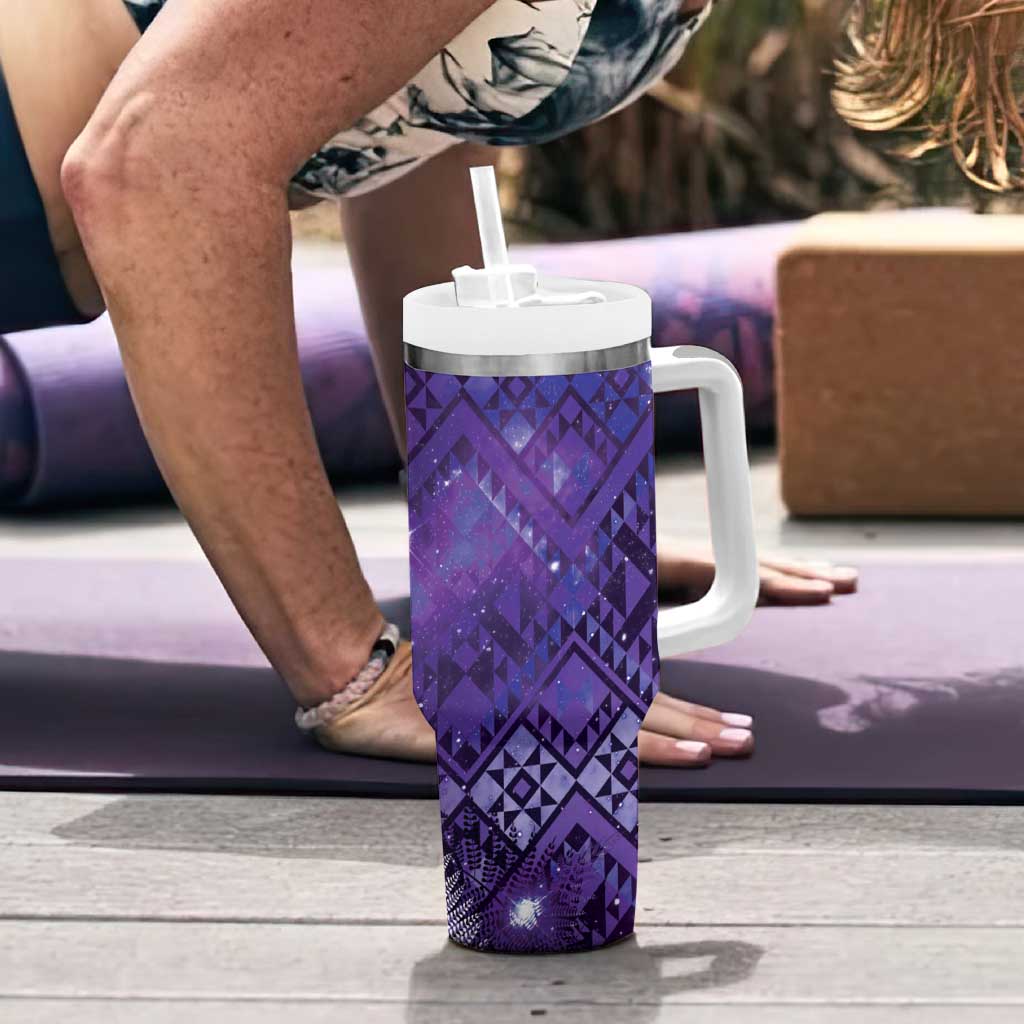 Aotearoa Taniko Matariki Tumbler With Handle Cosmic Violet LT7 - Polynesian Pride