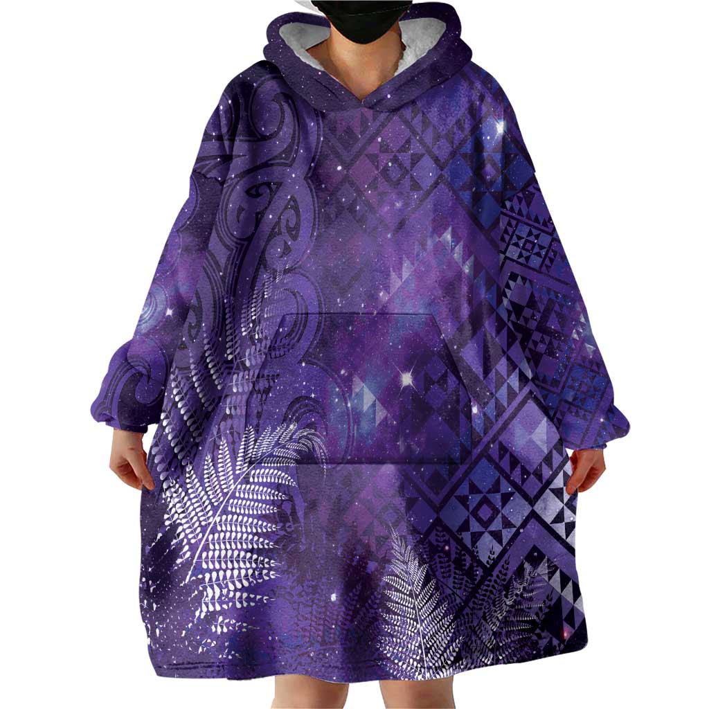 Aotearoa Taniko Matariki Wearable Blanket Hoodie Cosmic Violet LT7 - Polynesian Pride