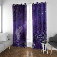 Aotearoa Taniko Matariki Window Curtain Cosmic Violet LT7 With Grommets Purple - Polynesian Pride