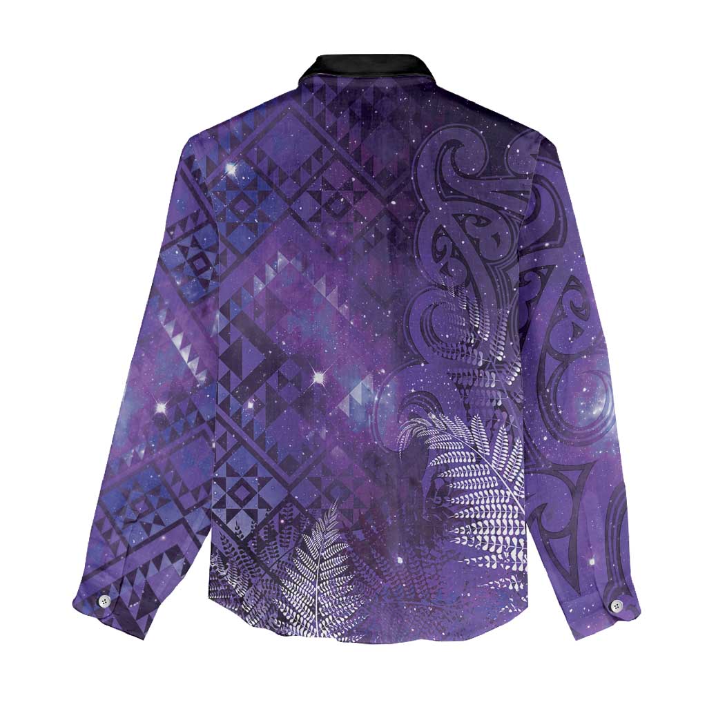 Aotearoa Taniko Matariki Women Casual Shirt Cosmic Violet LT7 - Polynesian Pride