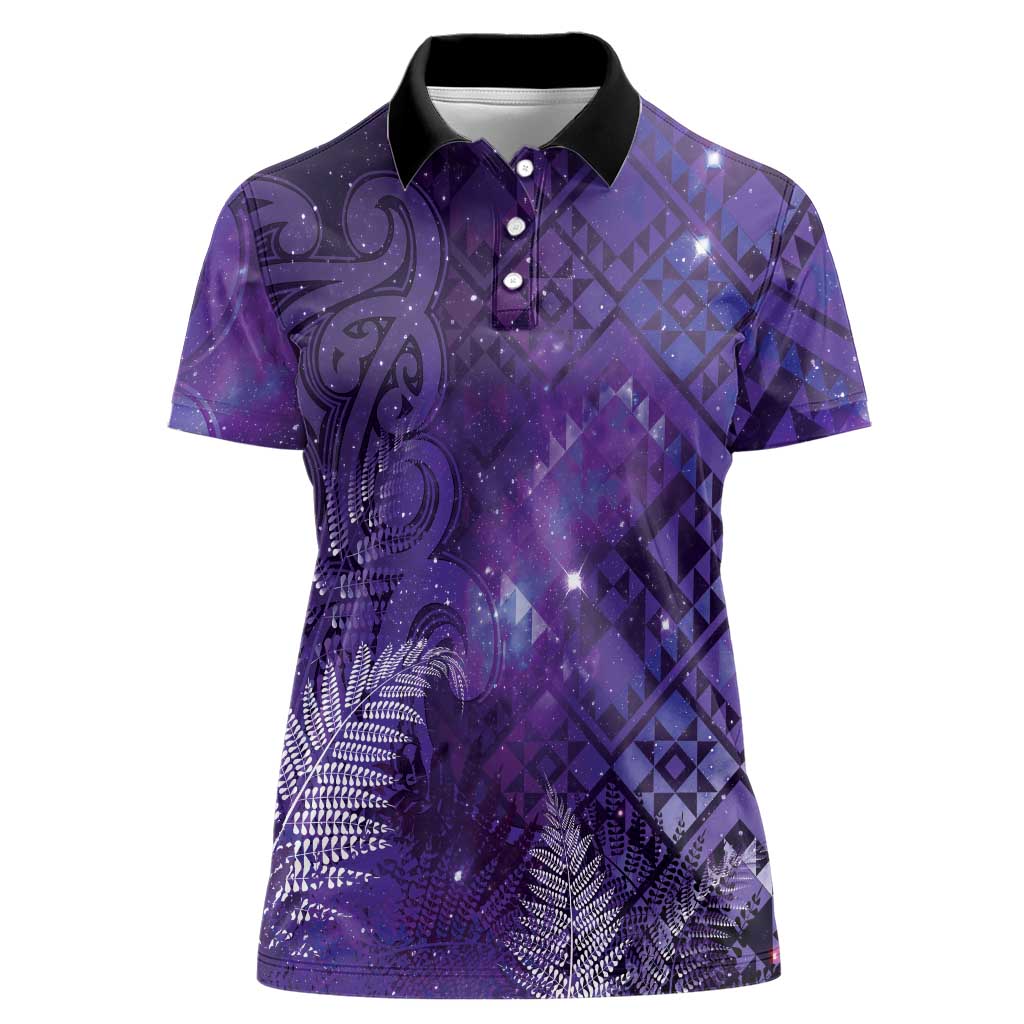 Aotearoa Taniko Matariki Women Polo Shirt Cosmic Violet LT7 Female Purple - Polynesian Pride
