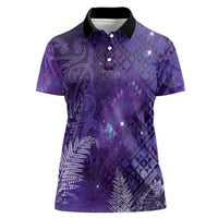 Aotearoa Taniko Matariki Women Polo Shirt Cosmic Violet LT7 Female Purple - Polynesian Pride