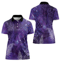 Aotearoa Taniko Matariki Women Polo Shirt Cosmic Violet LT7 - Polynesian Pride