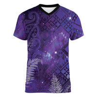 Aotearoa Taniko Matariki Women V-Neck T-Shirt Cosmic Violet