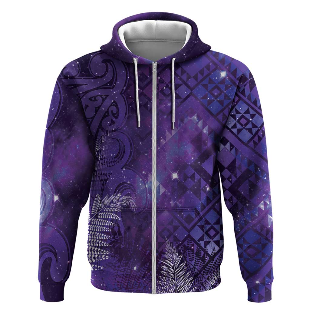Aotearoa Taniko Matariki Zip Hoodie Cosmic Violet LT7 Zip Hoodie Purple - Polynesian Pride
