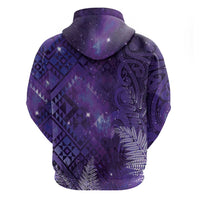 Aotearoa Taniko Matariki Zip Hoodie Cosmic Violet LT7 - Polynesian Pride
