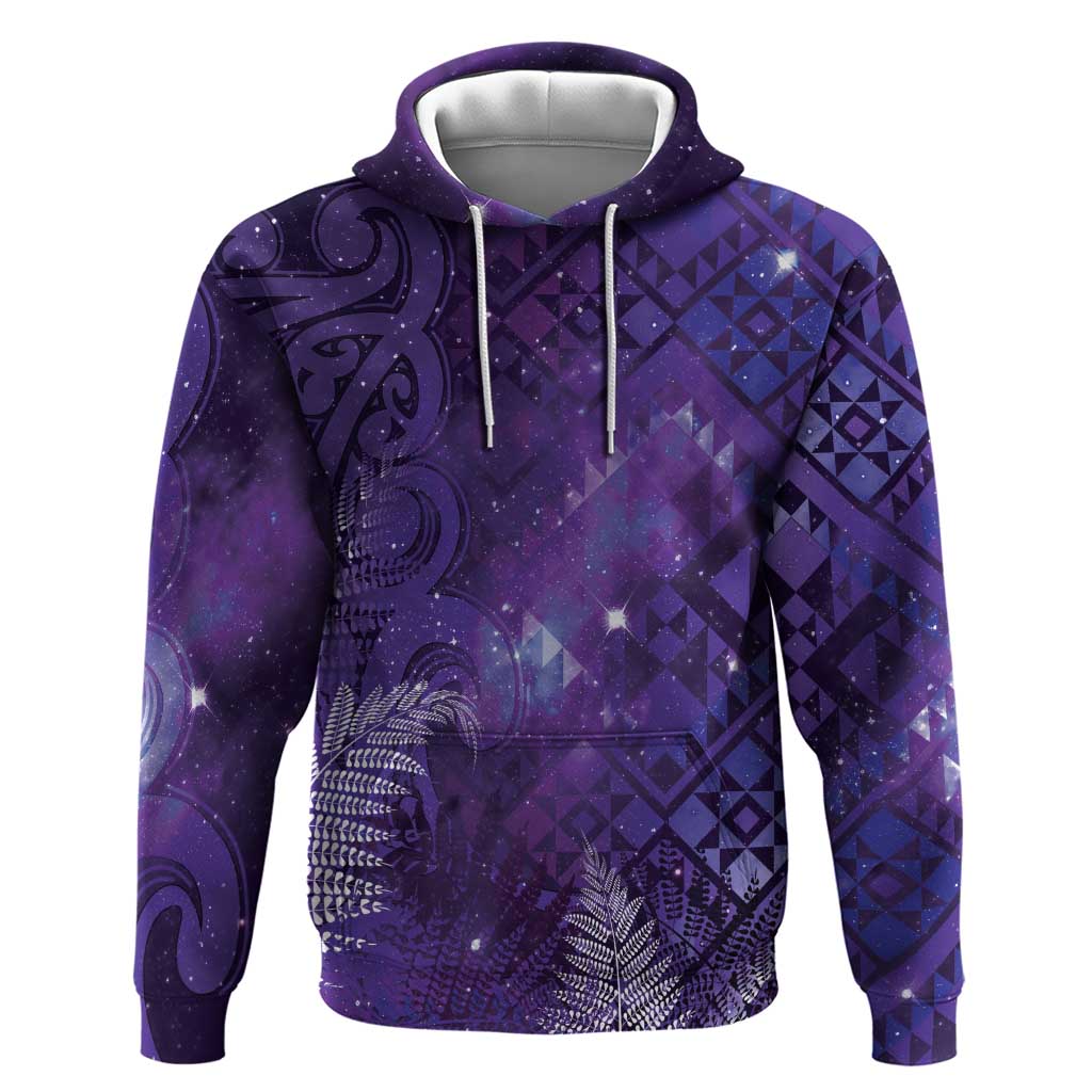 Aotearoa Taniko Matariki Zip Hoodie Cosmic Violet LT7 Pullover Hoodie Purple - Polynesian Pride