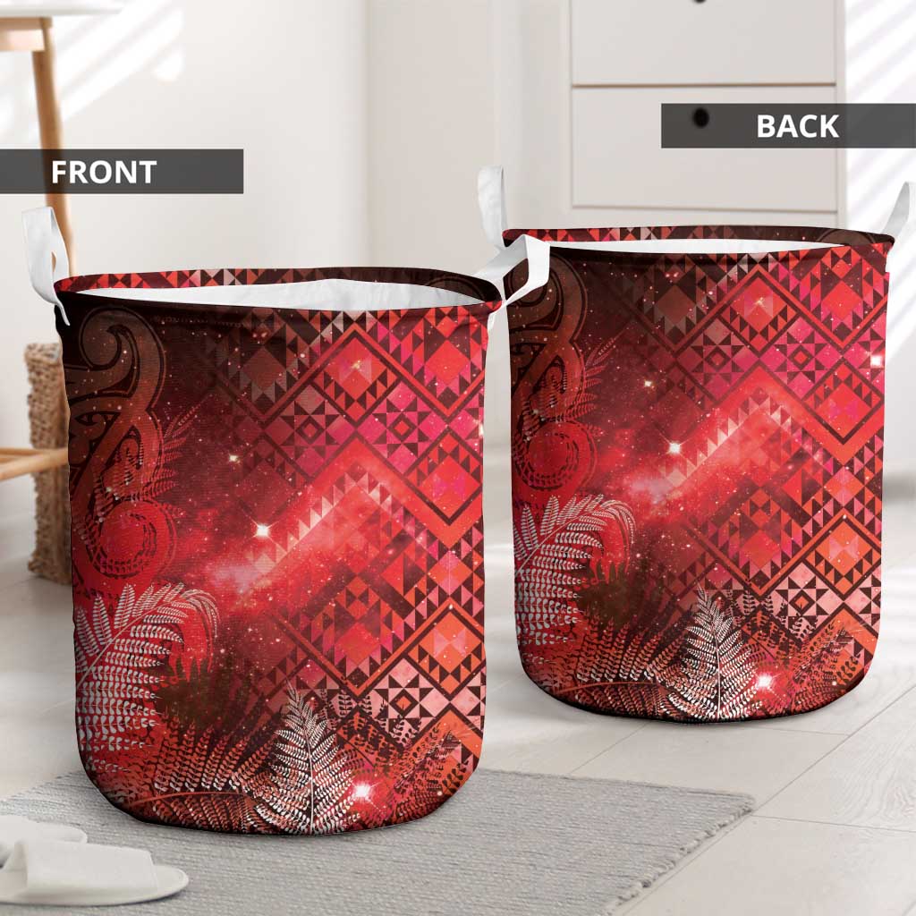 Aotearoa Taniko Matariki Laundry Basket Cosmic Red LT7 - Polynesian Pride
