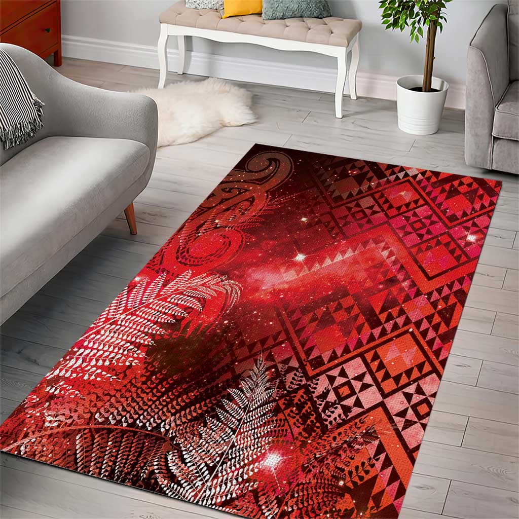 Aotearoa Taniko Matariki Area Rug Cosmic Red