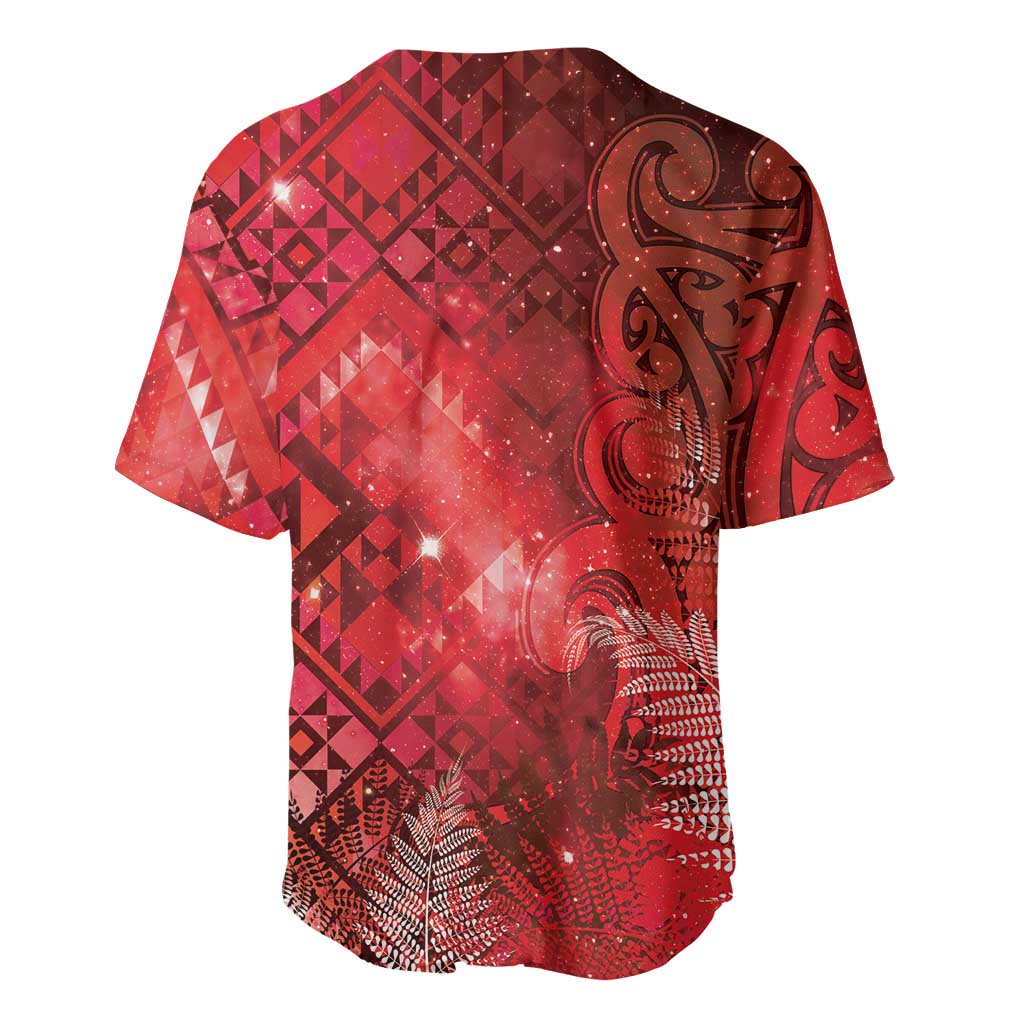 Aotearoa Taniko Matariki Baseball Jersey Cosmic Red LT7 - Polynesian Pride