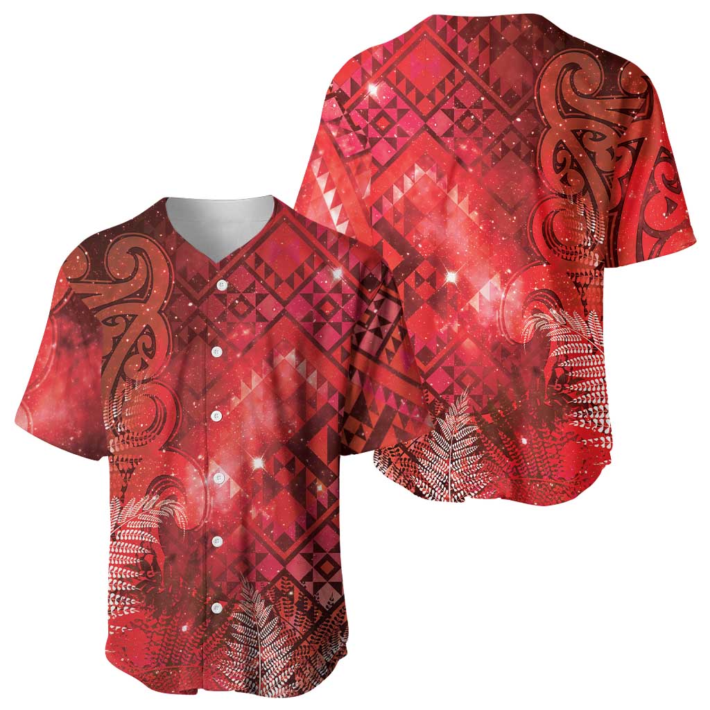 Aotearoa Taniko Matariki Baseball Jersey Cosmic Red LT7 - Polynesian Pride