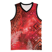 Aotearoa Taniko Matariki Basketball Jersey Cosmic Red LT7 Unisex Red - Polynesian Pride