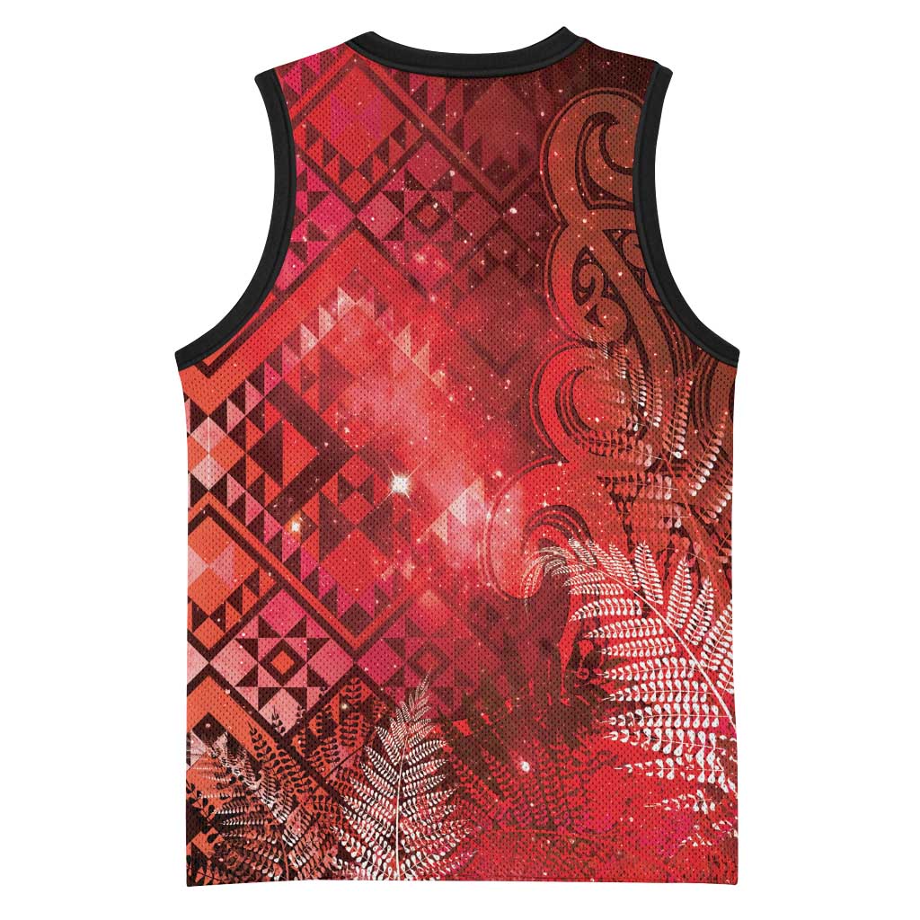 Aotearoa Taniko Matariki Basketball Jersey Cosmic Red LT7 - Polynesian Pride