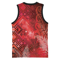 Aotearoa Taniko Matariki Basketball Jersey Cosmic Red LT7 - Polynesian Pride