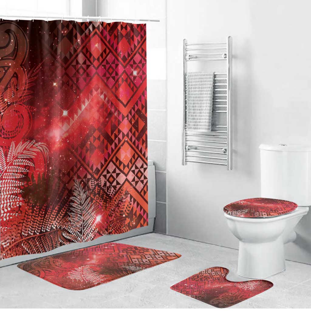 Aotearoa Taniko Matariki Bathroom Set Cosmic Red LT7 Bathroom Set (4 pcs) Red - Polynesian Pride
