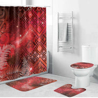 Aotearoa Taniko Matariki Bathroom Set Cosmic Red LT7 Bathroom Set (4 pcs) Red - Polynesian Pride