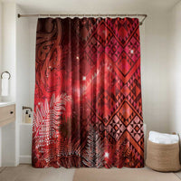Aotearoa Taniko Matariki Bathroom Set Cosmic Red LT7 Shower Curtain Only Red - Polynesian Pride