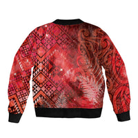 Aotearoa Taniko Matariki Bomber Jacket Cosmic Red LT7 - Polynesian Pride
