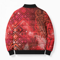 Aotearoa Taniko Matariki Bomber Puffer Jacket Cosmic Red LT7 - Polynesian Pride