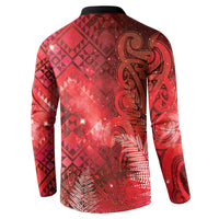 Aotearoa Taniko Matariki Button Sweatshirt Cosmic Red LT7 - Polynesian Pride
