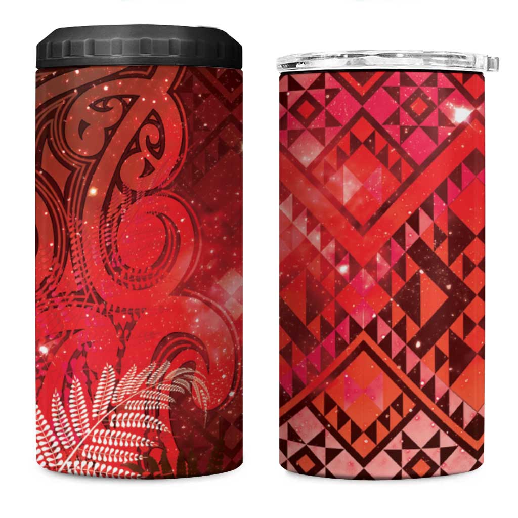 Aotearoa Taniko Matariki 4 in 1 Can Cooler Tumbler Cosmic Red LT7 One Size: 16 oz Red - Polynesian Pride