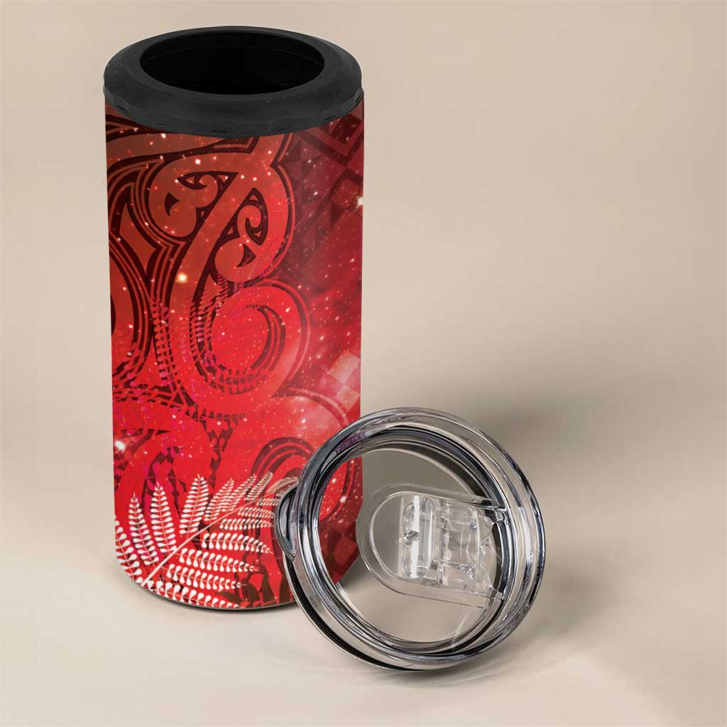 Aotearoa Taniko Matariki 4 in 1 Can Cooler Tumbler Cosmic Red LT7 - Polynesian Pride