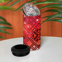 Aotearoa Taniko Matariki 4 in 1 Can Cooler Tumbler Cosmic Red LT7 - Polynesian Pride