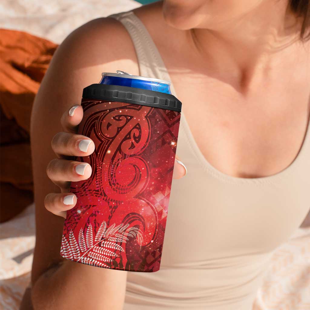Aotearoa Taniko Matariki 4 in 1 Can Cooler Tumbler Cosmic Red LT7 - Polynesian Pride