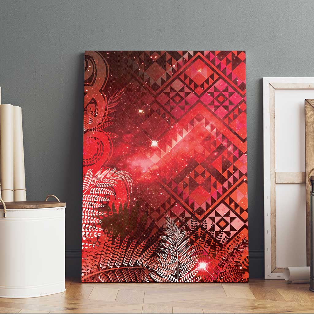 Aotearoa Taniko Matariki Canvas Wall Art Cosmic Red LT7 - Polynesian Pride