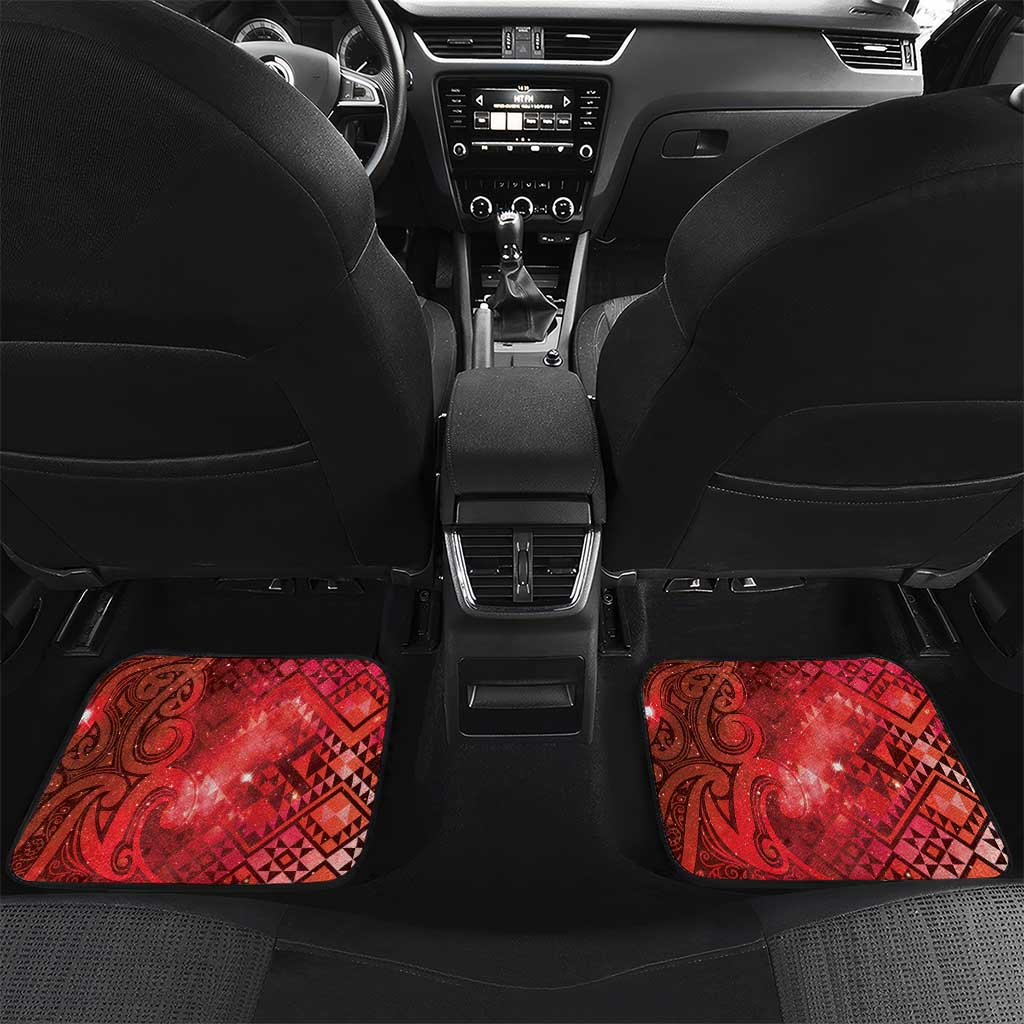 Aotearoa Taniko Matariki Car Mats Cosmic Red LT7 Set 2pcs - Back Red - Polynesian Pride