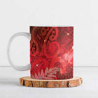 Aotearoa Taniko Matariki Ceramic Mug Cosmic Red LT7 Red - Polynesian Pride