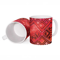 Aotearoa Taniko Matariki Ceramic Mug Cosmic Red LT7 - Polynesian Pride