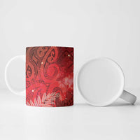Aotearoa Taniko Matariki Ceramic Mug Cosmic Red LT7 - Polynesian Pride