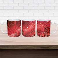 Aotearoa Taniko Matariki Ceramic Mug Cosmic Red LT7 - Polynesian Pride