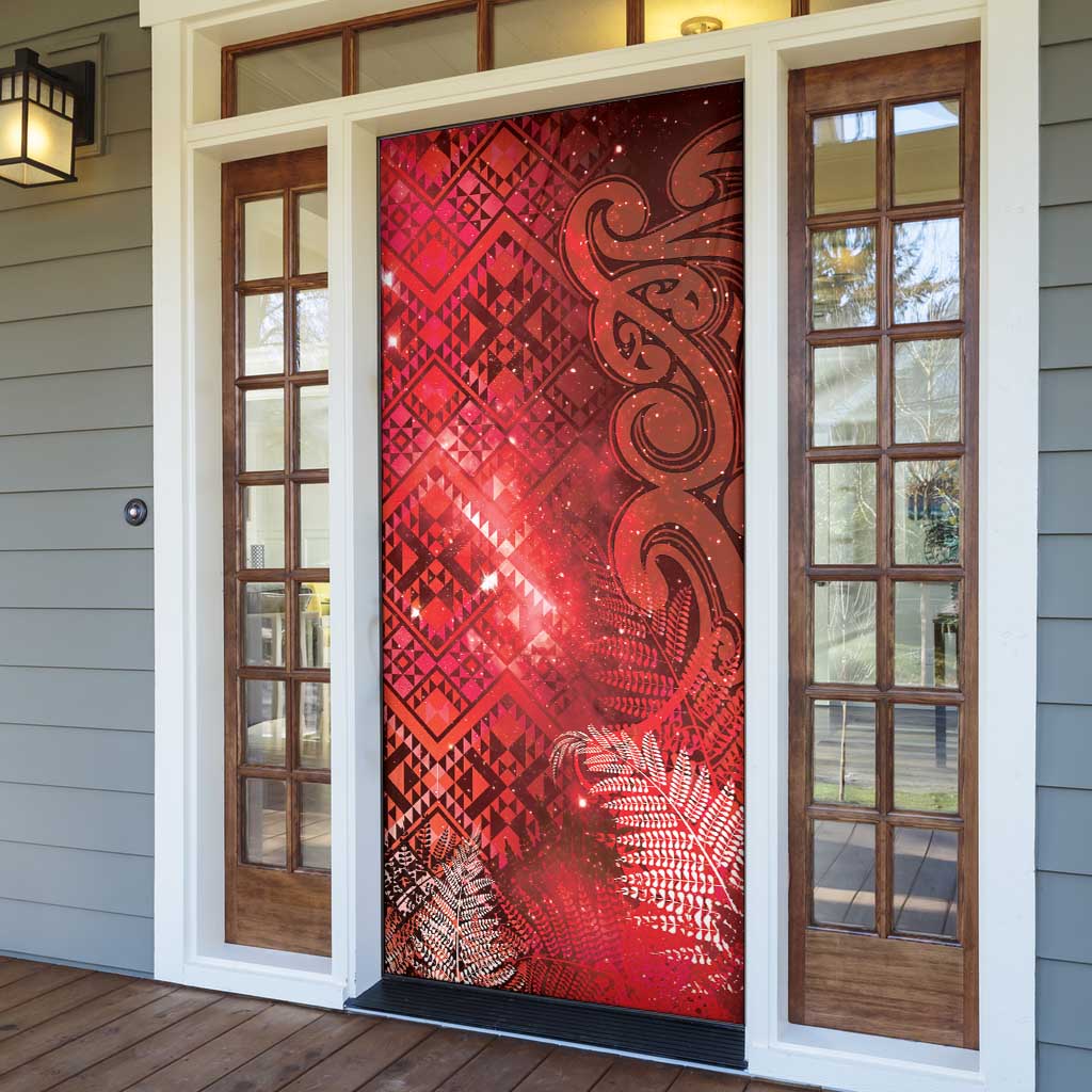 Aotearoa Taniko Matariki Door Cover Cosmic Red LT7 - Polynesian Pride