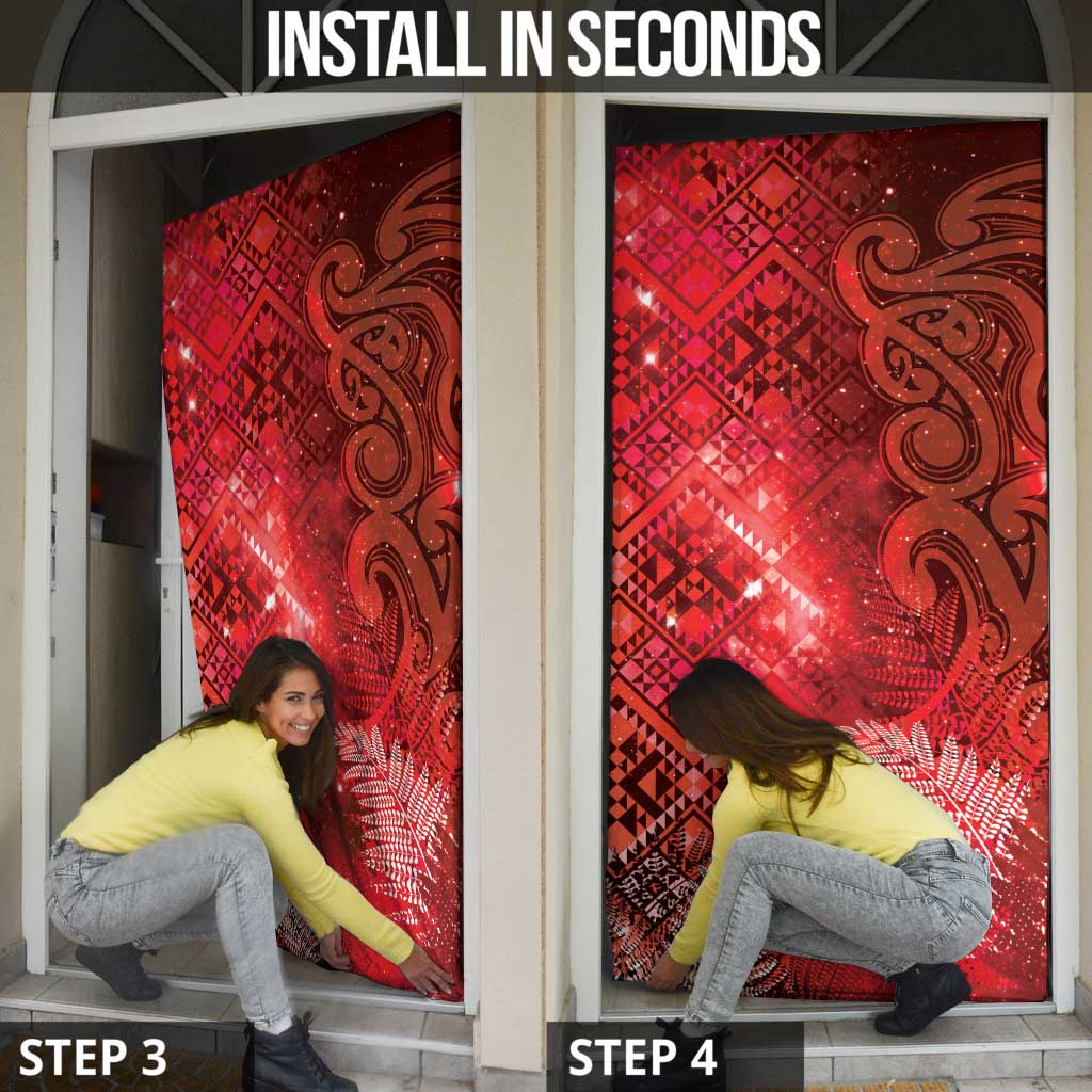 Aotearoa Taniko Matariki Door Cover Cosmic Red LT7 - Polynesian Pride