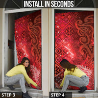Aotearoa Taniko Matariki Door Cover Cosmic Red LT7 - Polynesian Pride
