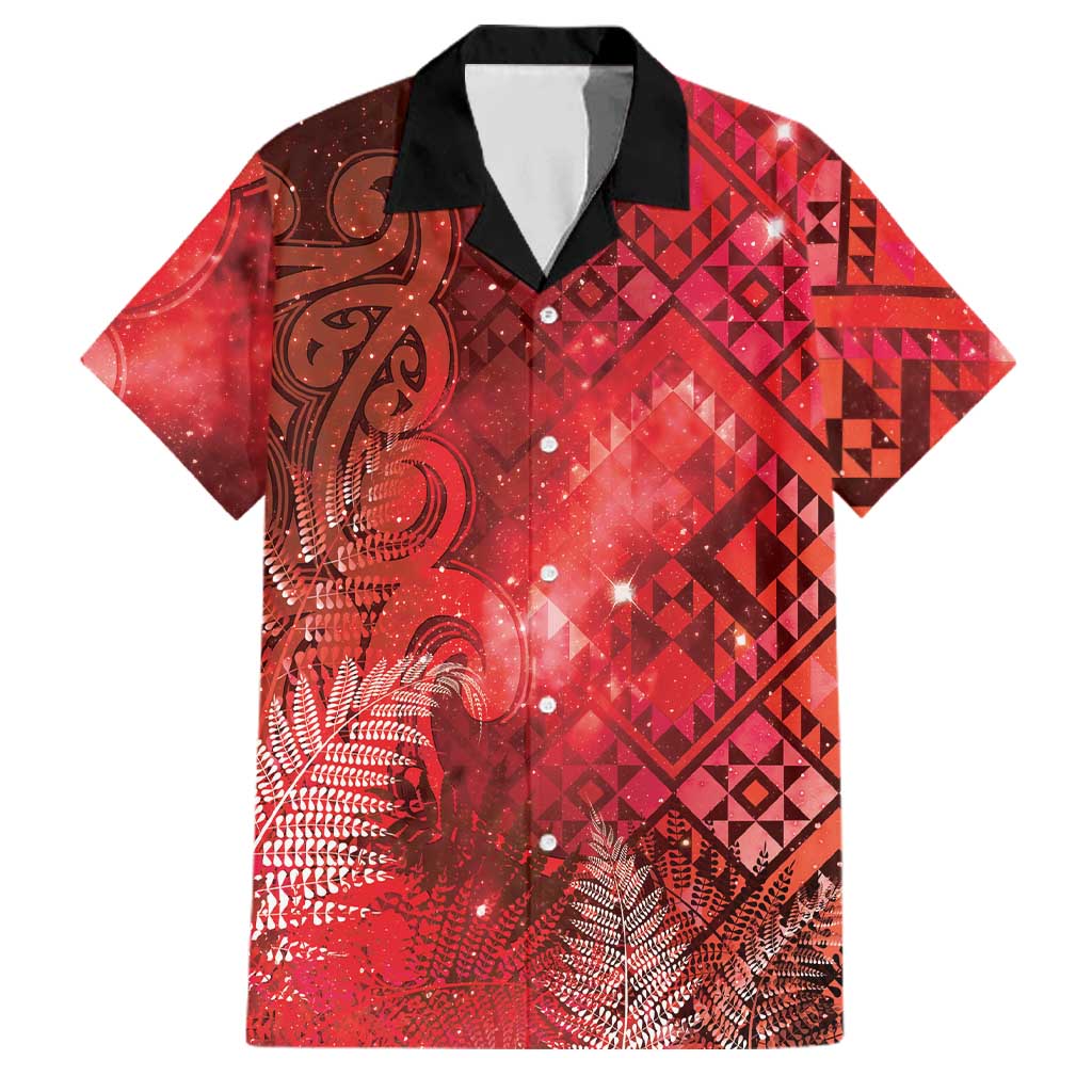 Aotearoa Taniko Matariki Family Matching Long Sleeve Bodycon Dress and Hawaiian Shirt Cosmic Red