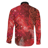 Aotearoa Taniko Matariki Family Matching Long Sleeve Bodycon Dress and Hawaiian Shirt Cosmic Red