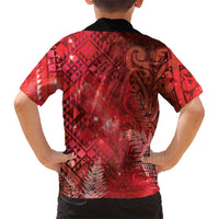Aotearoa Taniko Matariki Family Matching Short Sleeve Bodycon Dress and Hawaiian Shirt Cosmic Red
