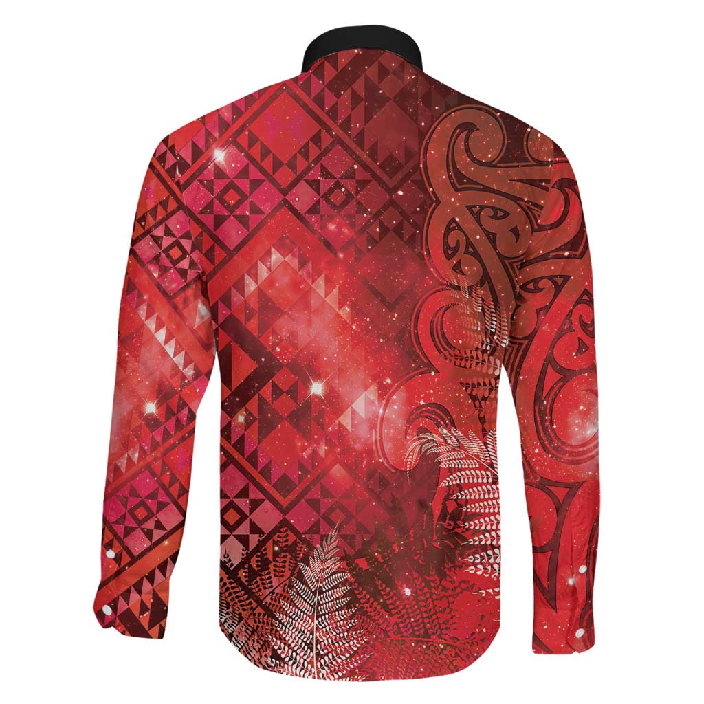 Aotearoa Taniko Matariki Family Matching Summer Maxi Dress and Hawaiian Shirt Cosmic Red