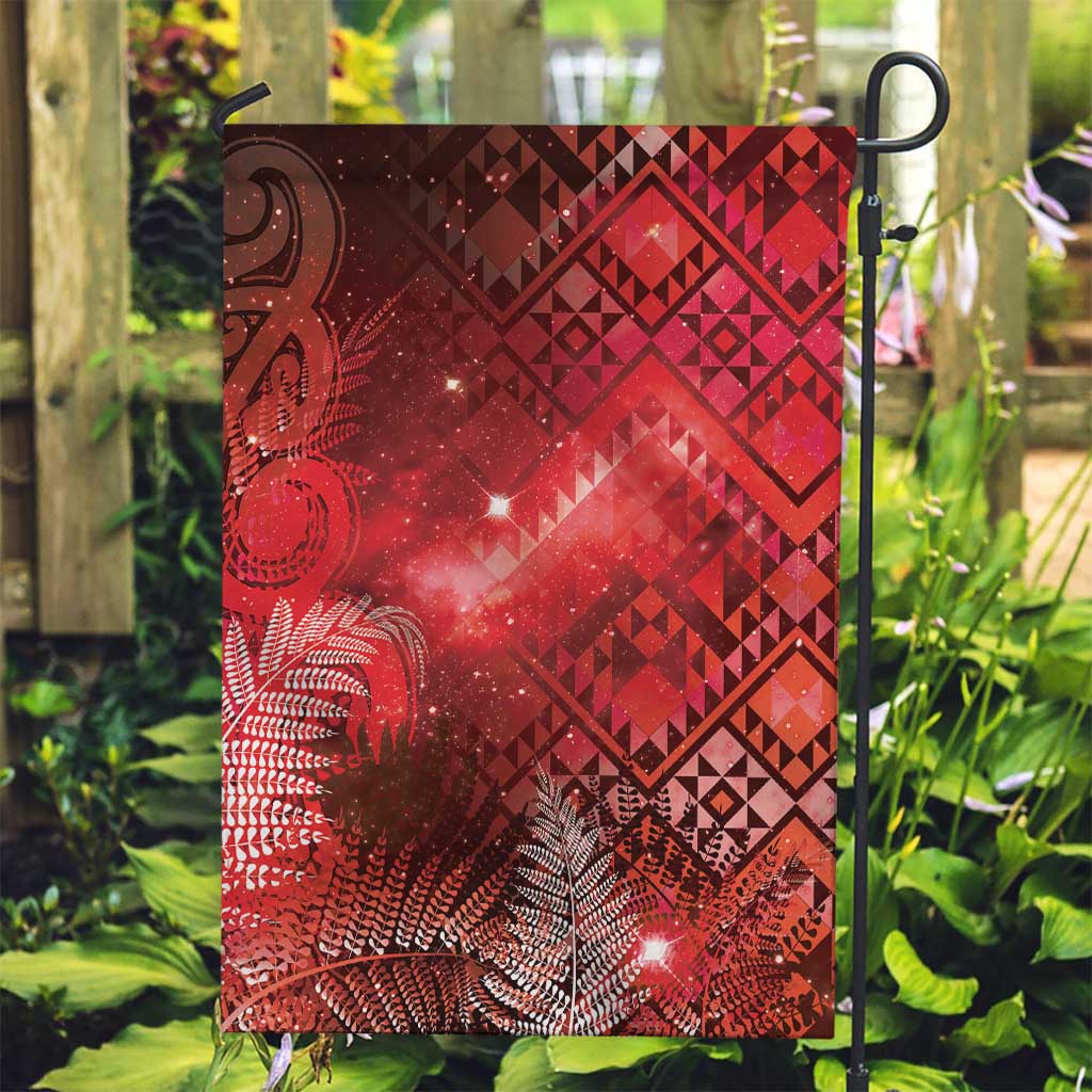 Aotearoa Taniko Matariki Garden Flag Cosmic Red LT7 Garden Flag Red - Polynesian Pride