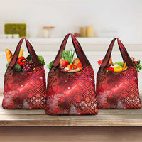 Aotearoa Taniko Matariki Grocery Bag Cosmic Red LT7 3-pack One Size Red - Polynesian Pride