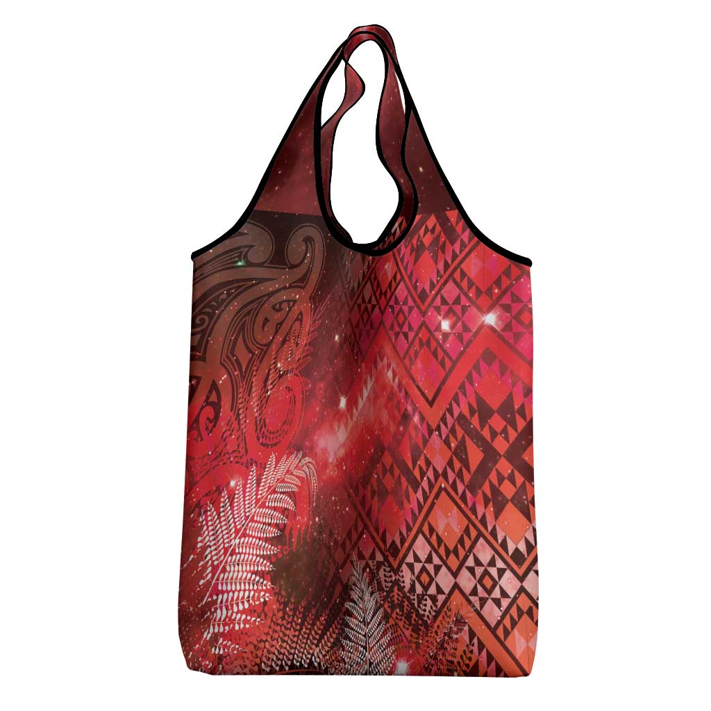 Aotearoa Taniko Matariki Grocery Bag Cosmic Red LT7 - Polynesian Pride