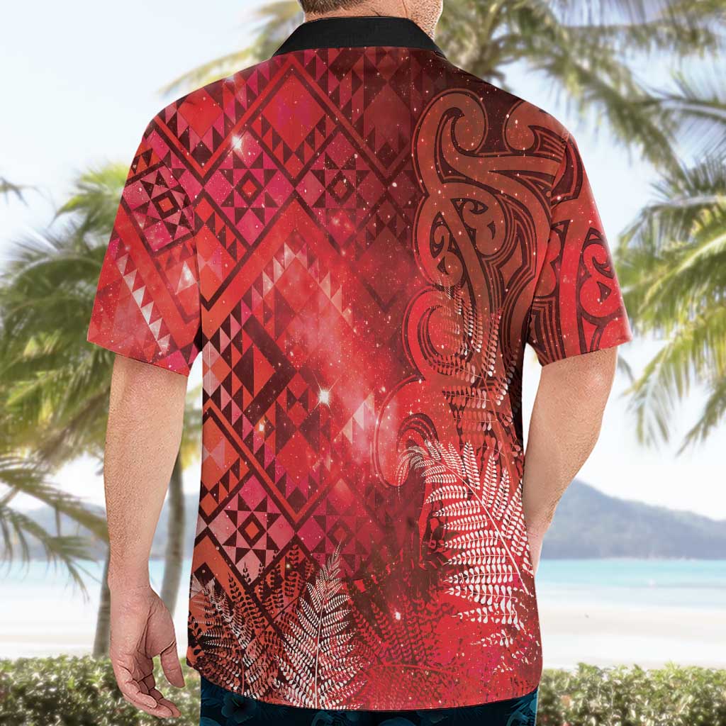 Aotearoa Taniko Matariki Hawaiian Shirt Cosmic Red LT7 - Polynesian Pride