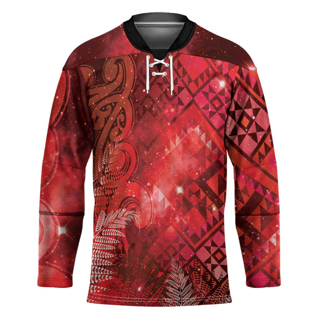 Aotearoa Taniko Matariki Hockey Jersey Cosmic Red LT7 Unisex Red - Polynesian Pride