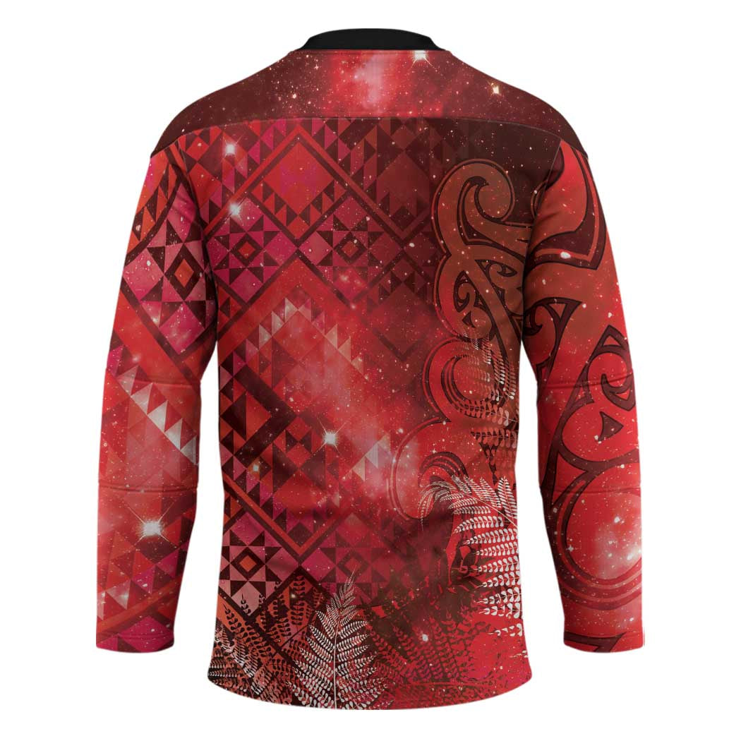 Aotearoa Taniko Matariki Hockey Jersey Cosmic Red LT7 - Polynesian Pride